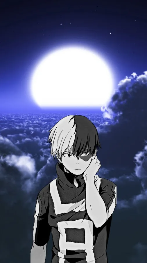 Todoroki PFP with glitter effect and vibrant colors