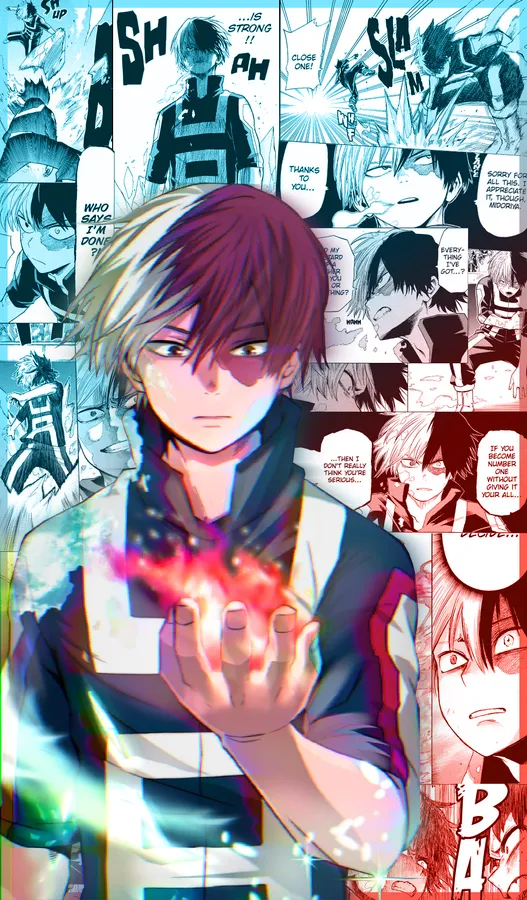 Shoto Todoroki manga PFP black and white linework