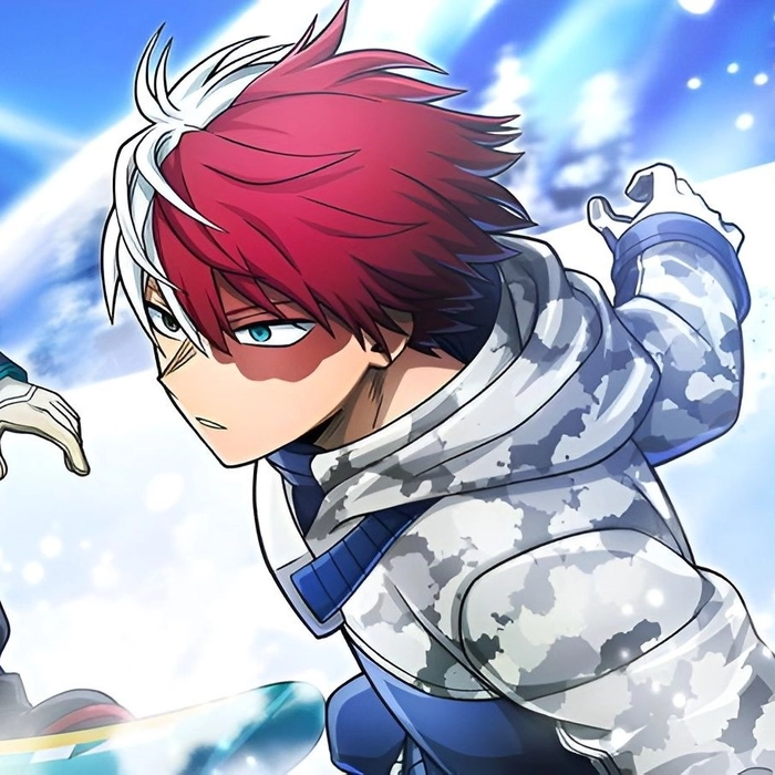 Shoto Todoroki pictures cute with warm anime lighting