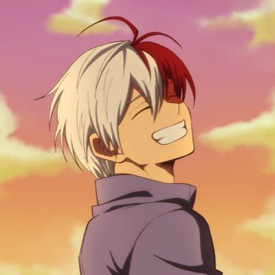 Shoto Todoroki smiling close-up with warm background