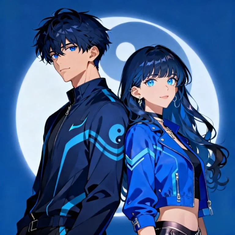 Simple anime couple matching profile picture with soft colors and clean framing