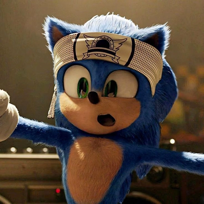 Sonic PFP Y2K style featuring pixel sparkles and metallic electric blue