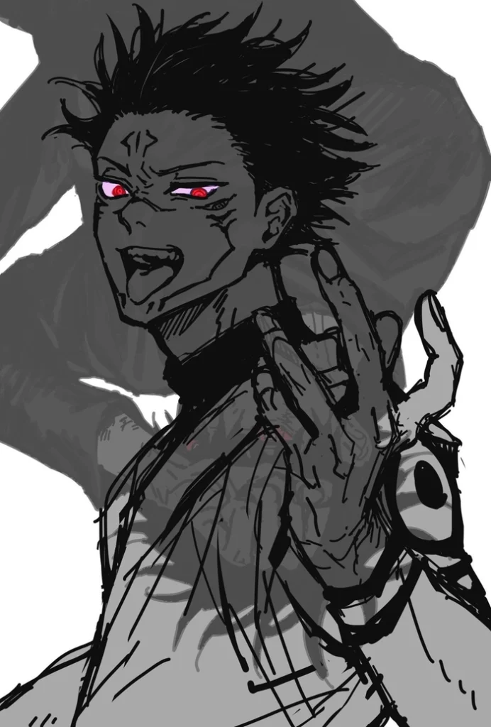 Sukuna in Megumi body focused PFP with dominant stance