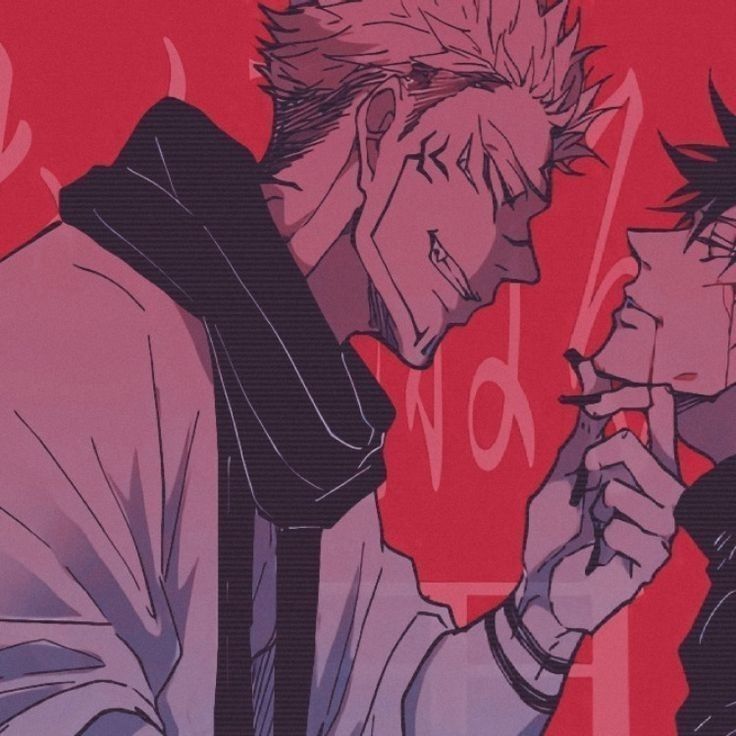 Sukuna x Megumi matching PFP with bold stylized layout