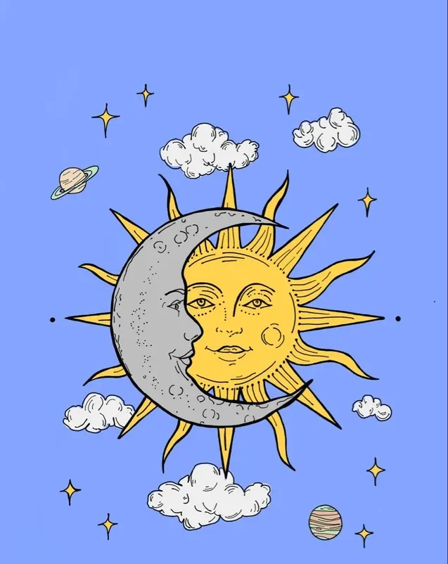 Sun and moon PFP celestial pair