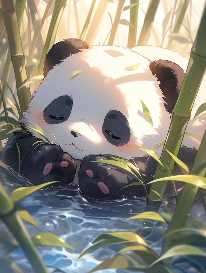 Dreamy panda PFP aesthetic with glowing pastel background