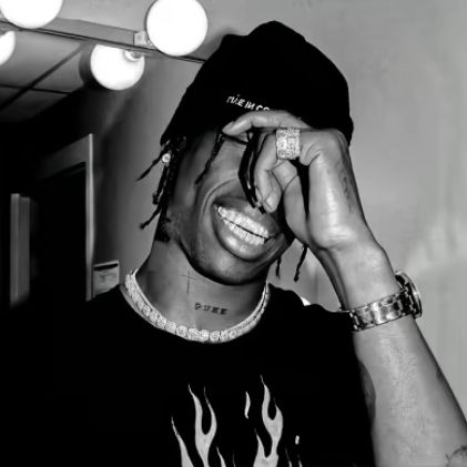 Travis Scott PFP black and white monochrome edit
