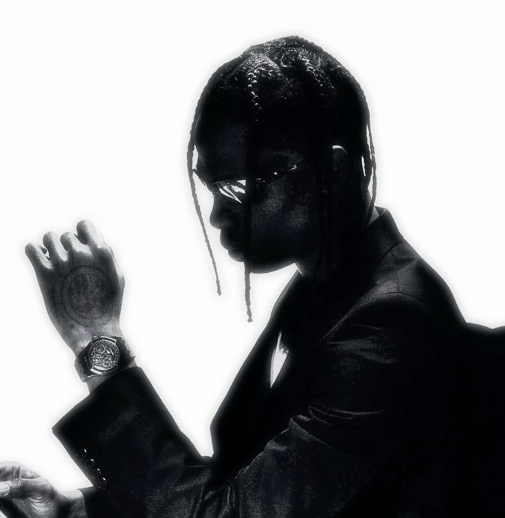 Travis Scott monochrome PFP with film grain texture