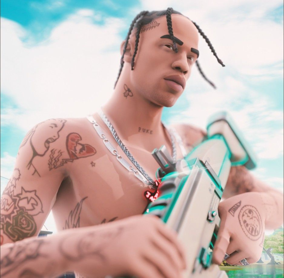 Travis Scott Fortnite glowing purple and blue game visual PFP