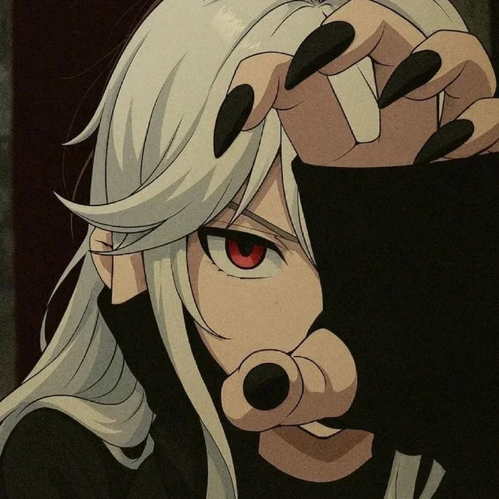 Ironic cringe tuff anime PFP with exaggerated glowing eyes
