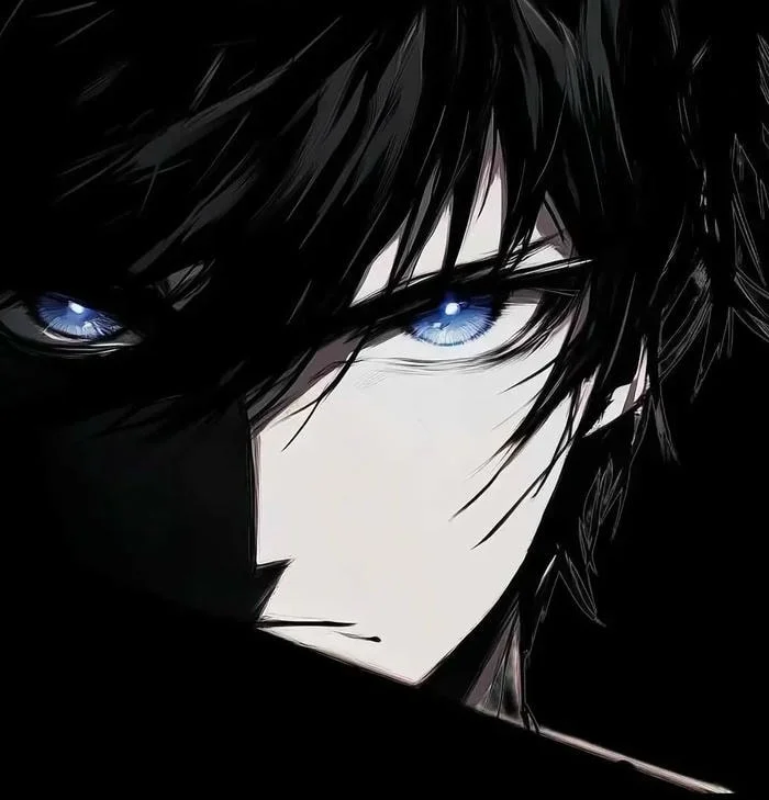 Aesthetic tuff anime PFP with neon accents and symmetrical framing