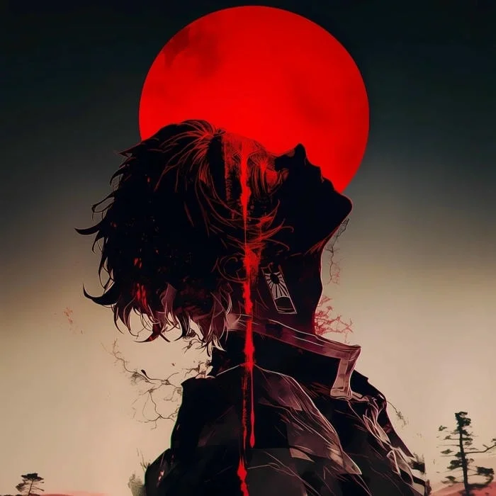 Dark male anime avatar with cinematic lighting