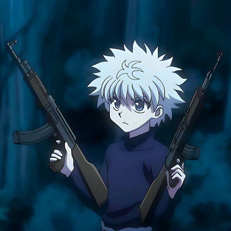 Edgy tuff Killua PFP with serious expression and strong visual contrast