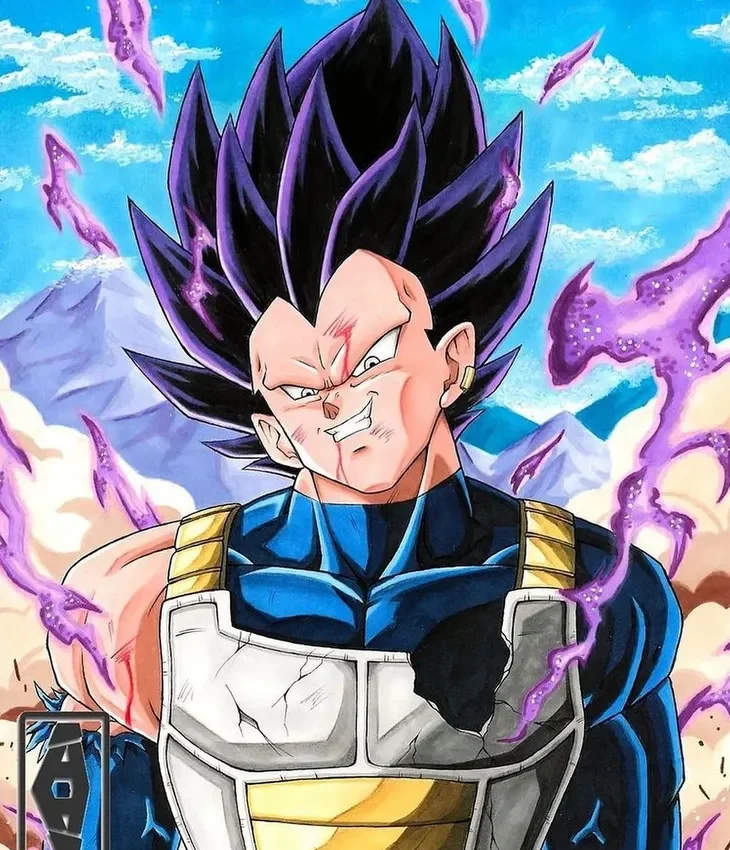 Ultra Majin Vegeta PFP with enhanced aura effects and cosmic energy background
