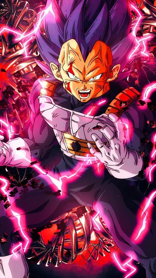 Digital art ultra version Majin Vegeta PFP with futuristic color palette