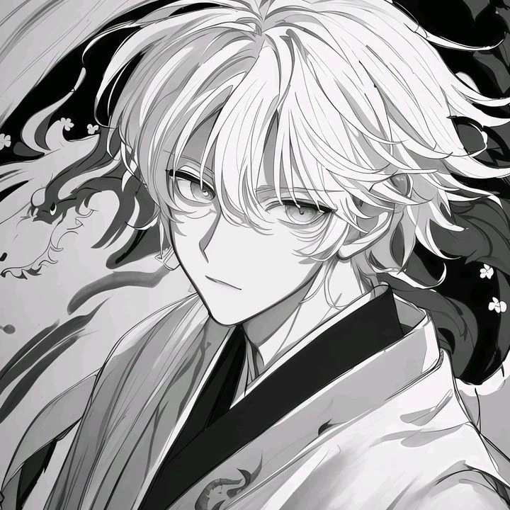 white anime boy PFP with clean pale tones and serene cloud background