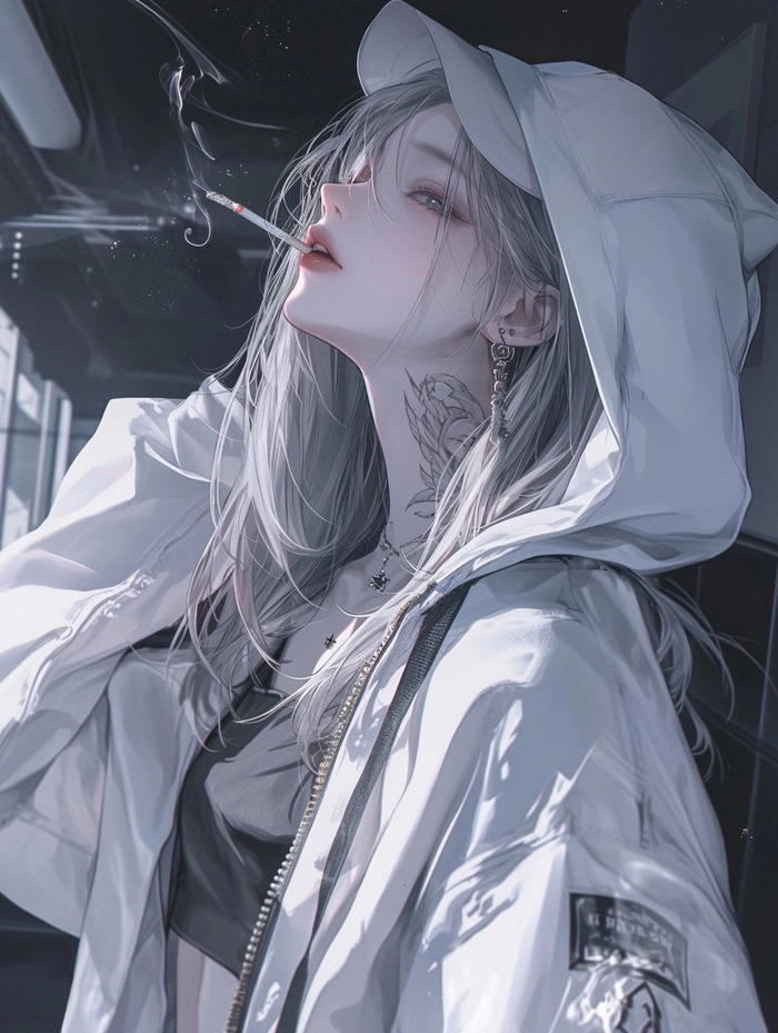 White PFP aesthetic girl with flowing hair and soft dreamy light diffusion