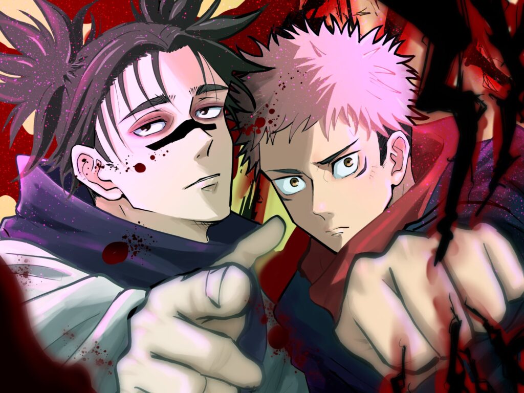 Choso and Yuji Itadori dual PFP with complementary color framing