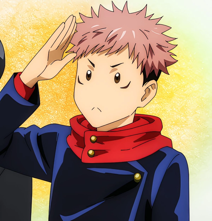 Yuji Itadori anime cool PFP bold color saturation fearless expression