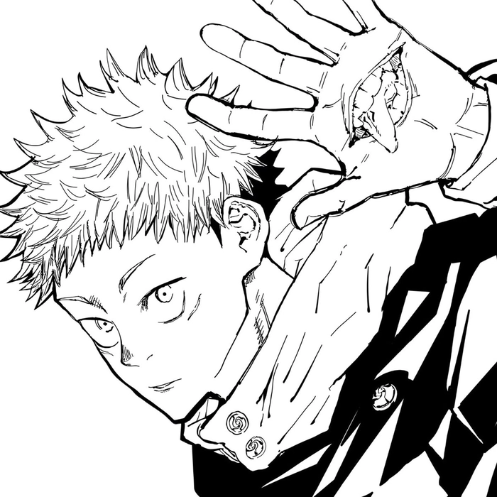 Yuji Itadori black and white PFP high contrast monochrome