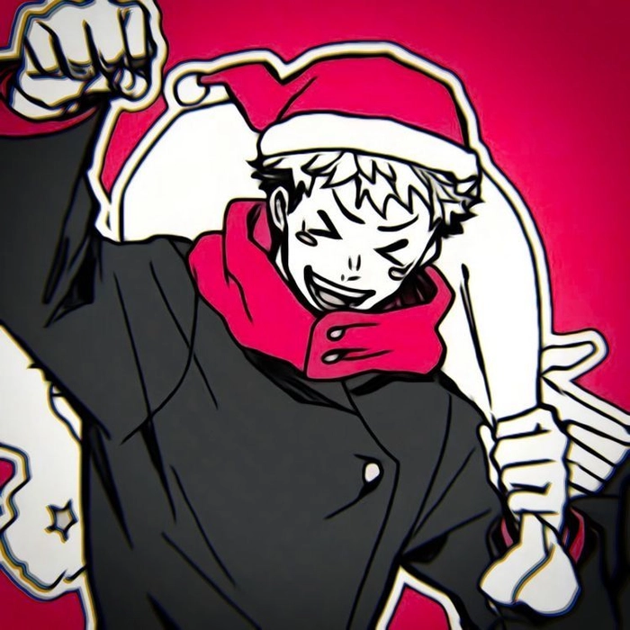 Yuji Itadori Christmas PFP Santa hat snow effect