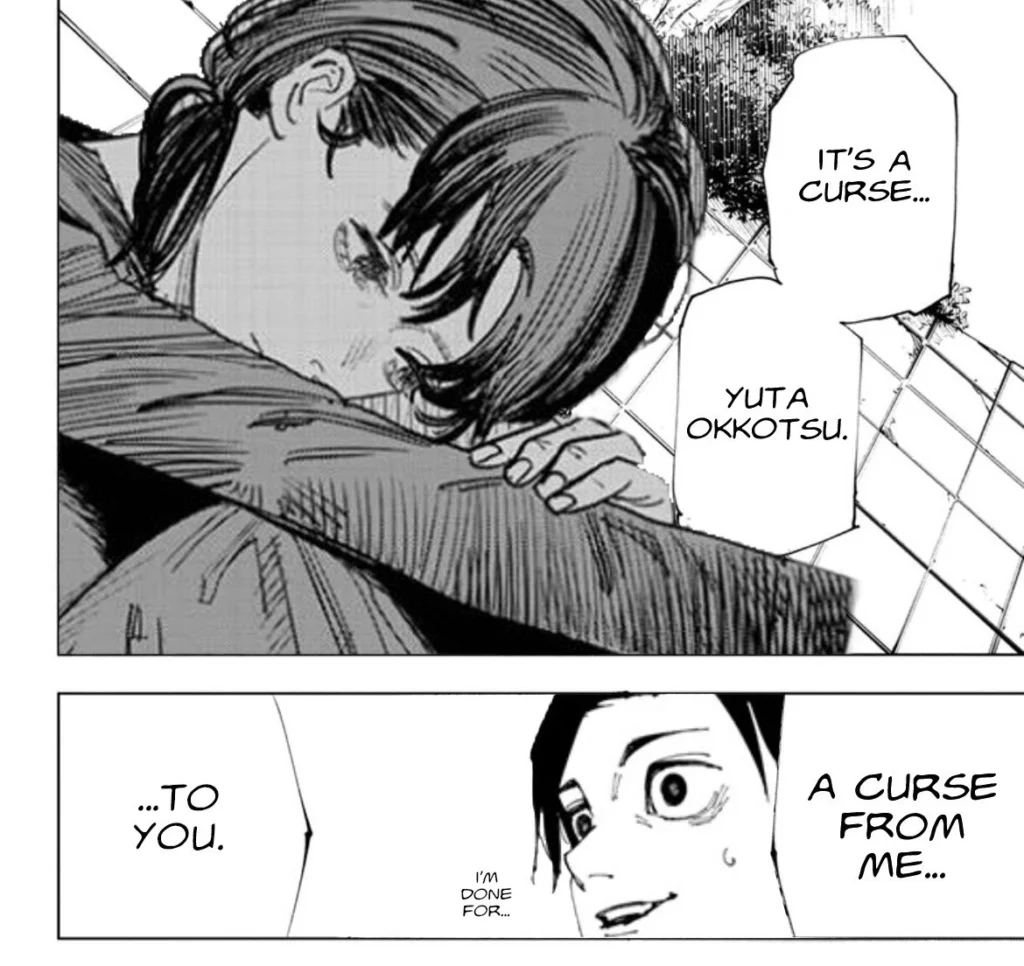 Yuta Okkotsu quote avatar combining dialogue and close-up portrait