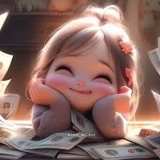 Funny girl cartoon PFP soft outlines playful