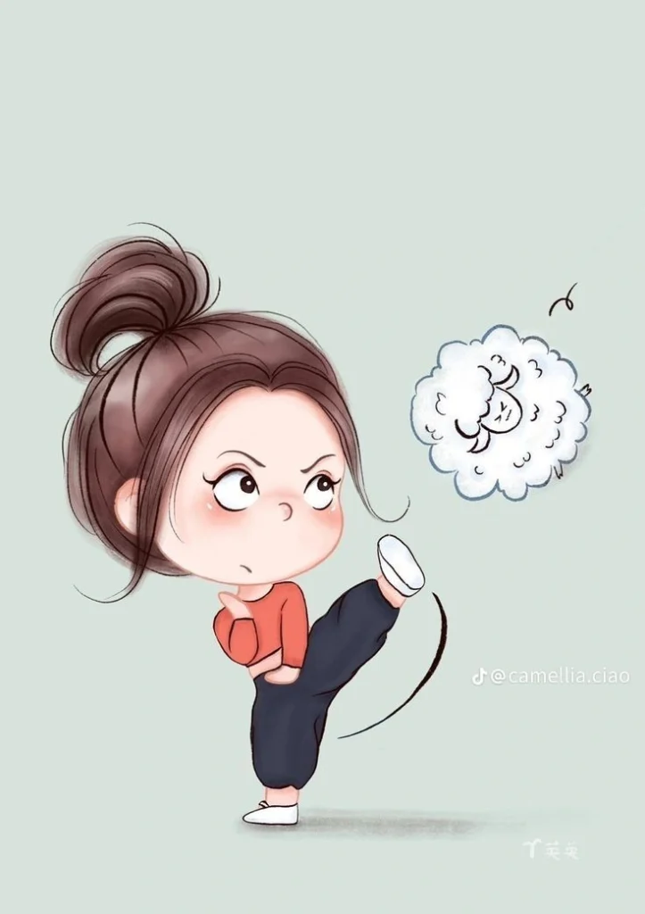 Funny girl cartoon profile picture tall format cropped