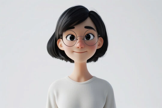 Funny cartoon girl profile picture vibrant animated style