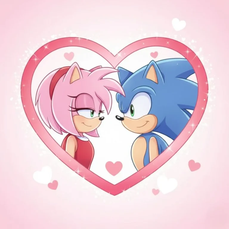Amy Rose and Sonic matching PFP set for couples