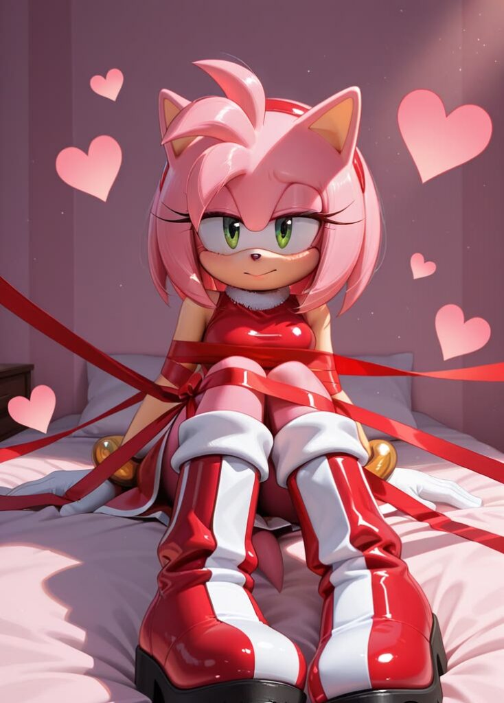 Amy Rose Christmas PFP with festive winter elements