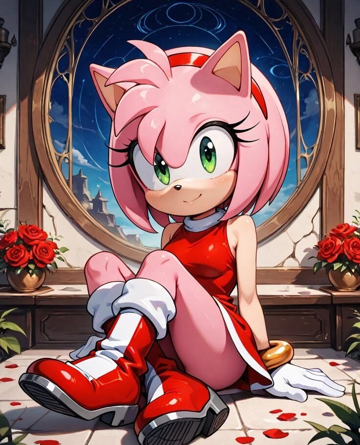 Amy Rose holiday PFP with snow and warm lighting