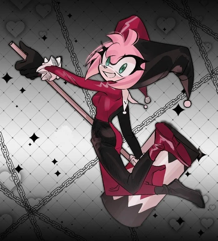 Amy Rose wallpaper style PFP with scenic cinematic background