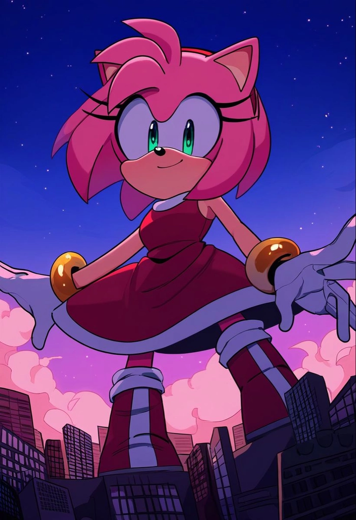 Amy Rose aesthetic wallpaper PFP with gradient sky