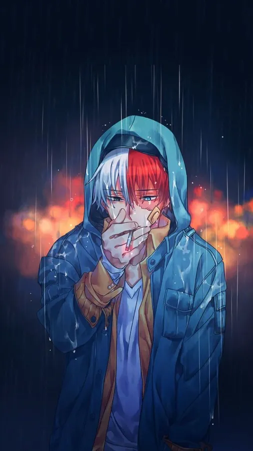 Anime guy smoking PFP with intense gaze and layered shading