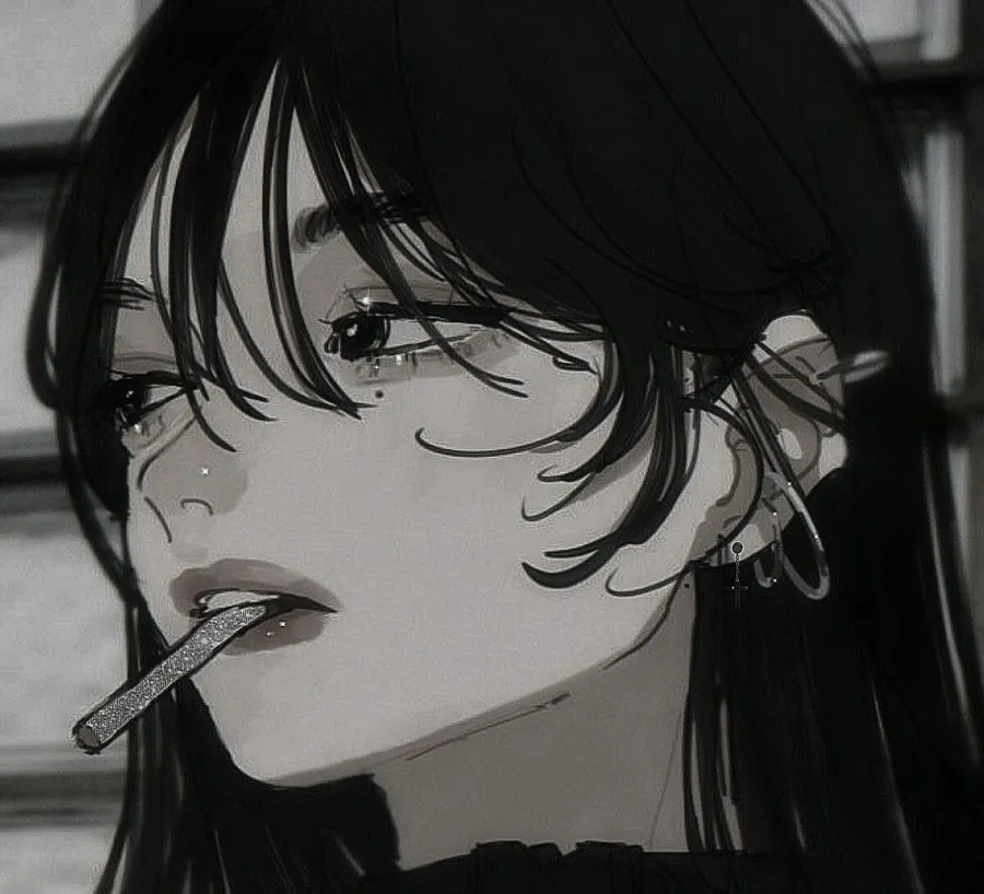 Anime smoking PFP with dynamic pose and dramatic cel shading