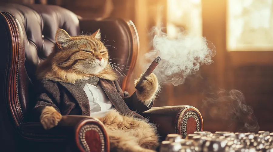 Cat smoking PFP with anthropomorphic edit and attitude