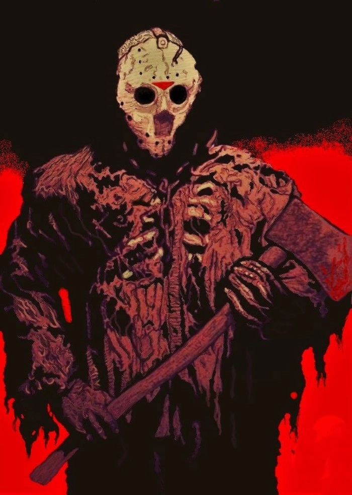 Comic Jason Voorhees PFP illustrated linework color blocking depth