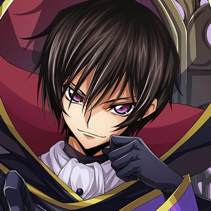 Cool Lelouch PFP with dynamic angle and wind-swept aesthetic
