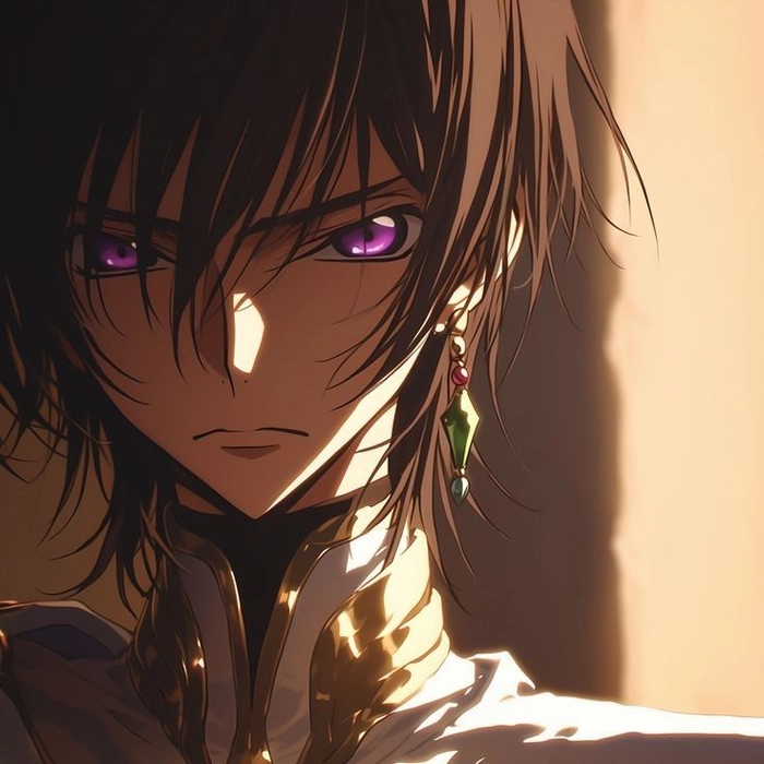 Cool Lelouch PFP with confident side angle and sharp lighting