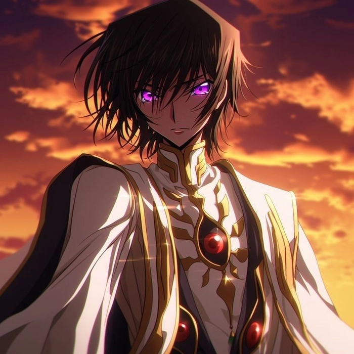 Emperor Lelouch PFP throne composition with ceremonial robes