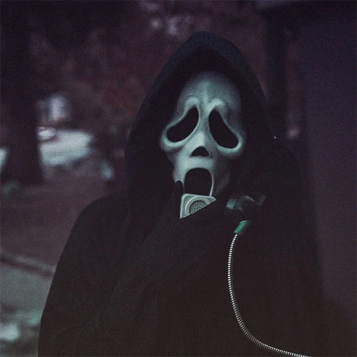 Ghostface smoking PFP with masked mystery and dark smoke atmosphere