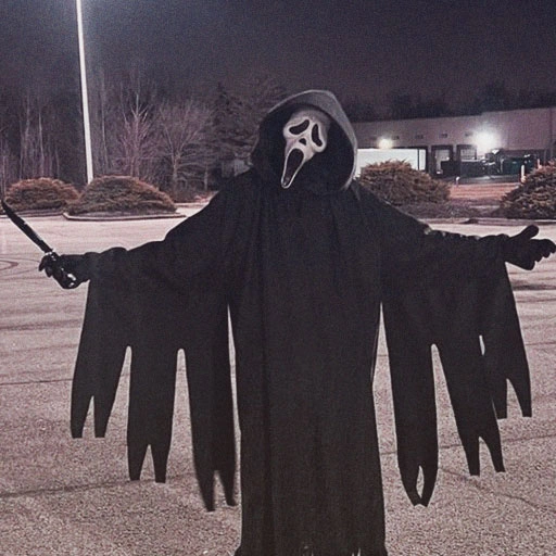 Horror-inspired Ghostface smoking PFP with high contrast lighting