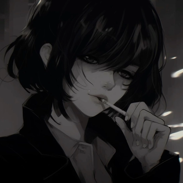 Confident girl smoking PFP with minimal background and strong eye contact