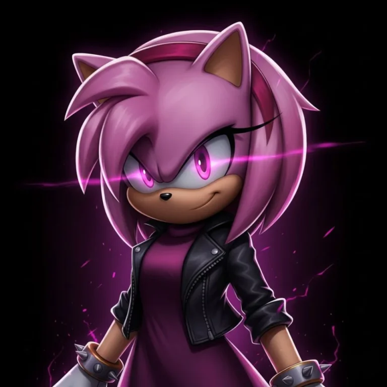Amy Rose goth PFP with dark reinterpretation design