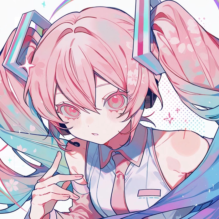 Anime Hatsune Miku avatar with strong linework and dynamic pose
