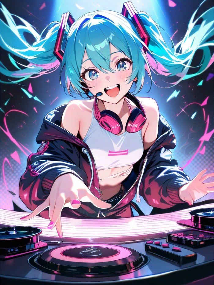Cute Hatsune Miku PFP with bright eyes and cheerful pastel colors