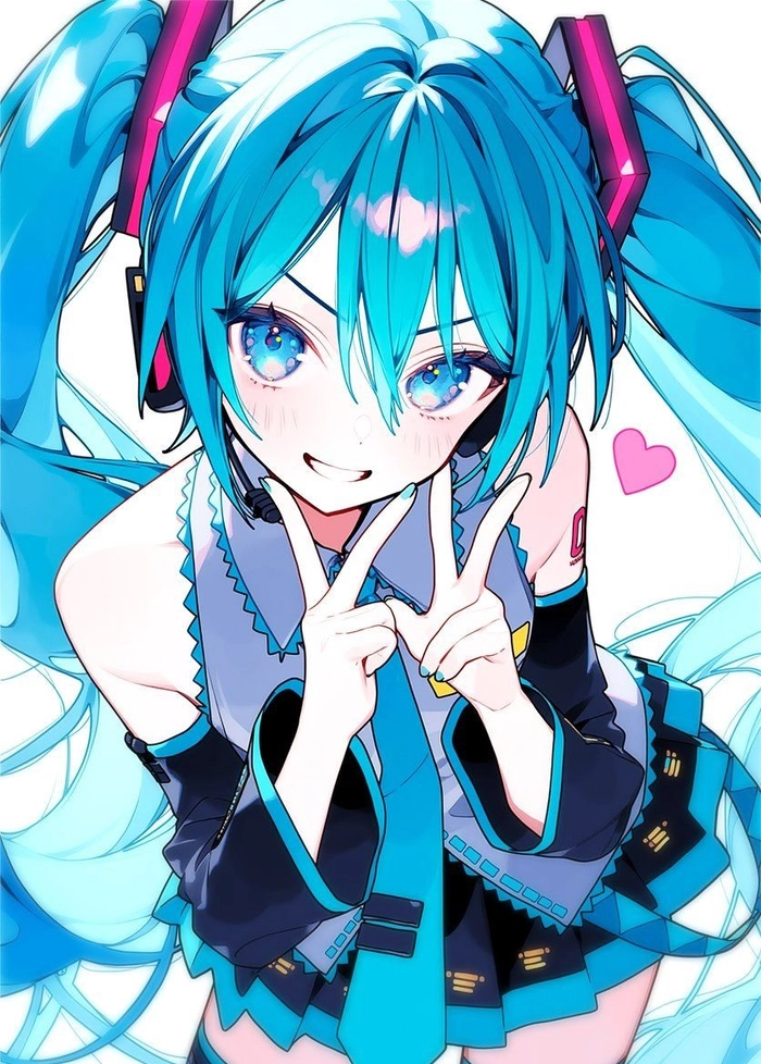 Adorable Hatsune Miku avatar with exaggerated proportions and playful detail