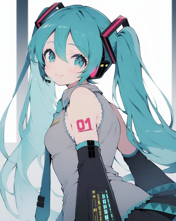 Hatsune Miku Discord avatar with teal hair and dark background