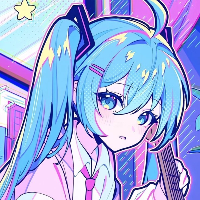 Humorous Miku PFP with meme-style framing and exaggerated expression